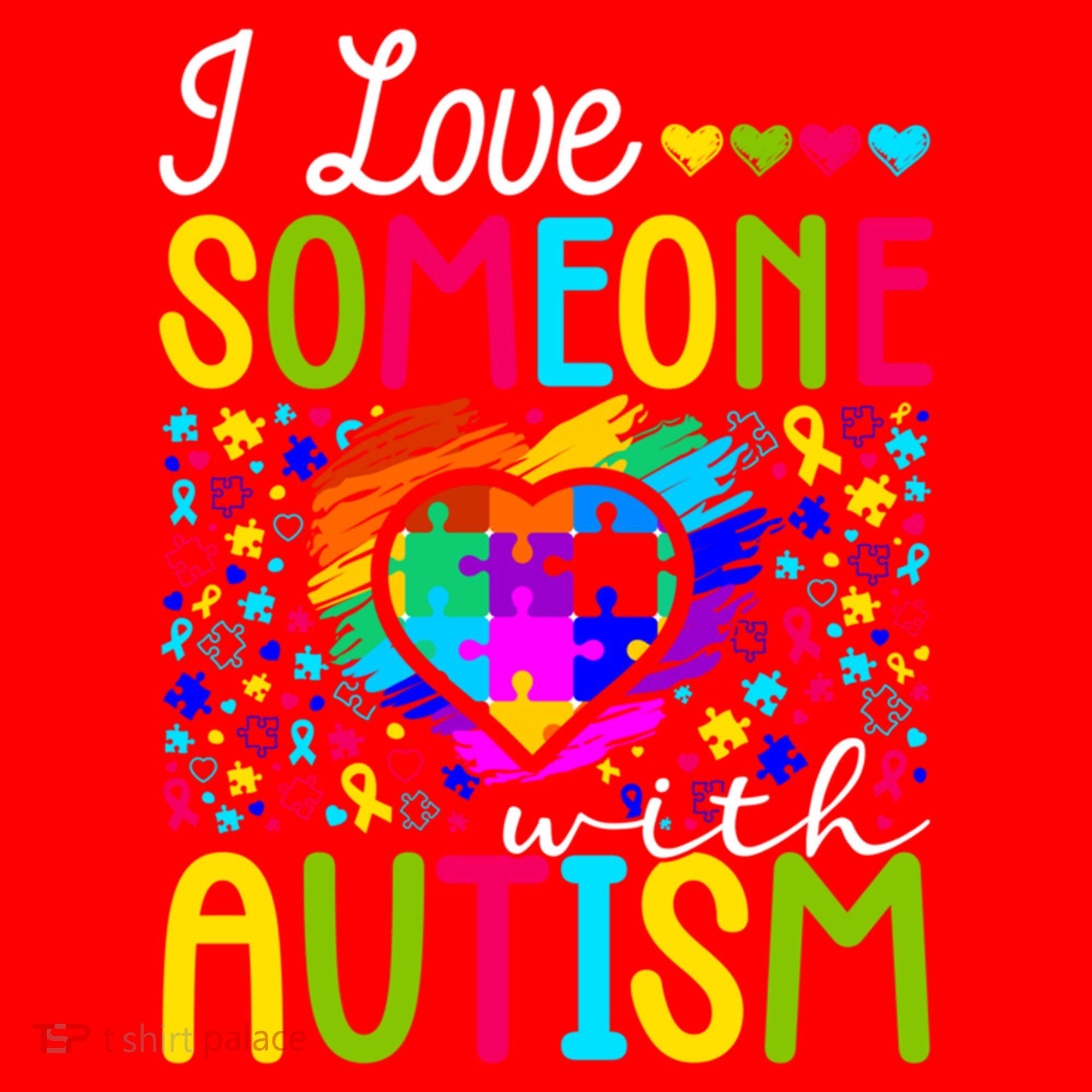 I Love Someone With Autism Rainbow Heart Puzzle Piece Gift Santa Hat