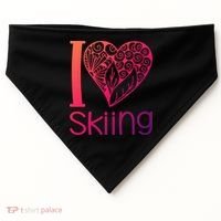 I Love Skiing For Ski Lovers Gift USA-Made Doggie Bandana thumb 0