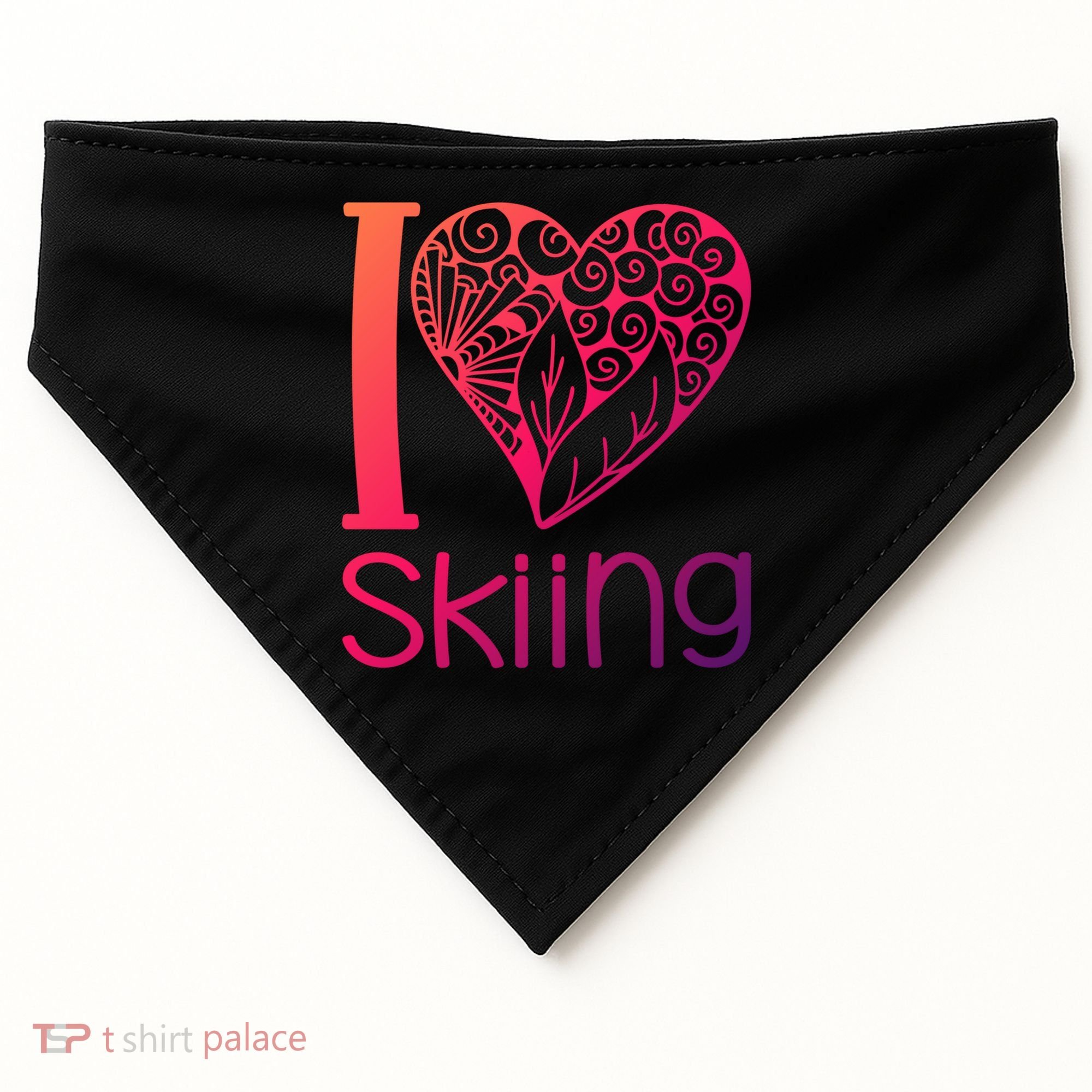 I Love Skiing For Ski Lovers Gift USA-Made Doggie Bandana