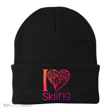 I Love Skiing For Ski Lovers Gift Beanie