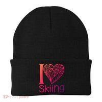 I Love Skiing For Ski Lovers Gift Beanie thumb 0