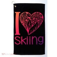 I Love Skiing For Ski Lovers Gift Golf Towel thumb 0