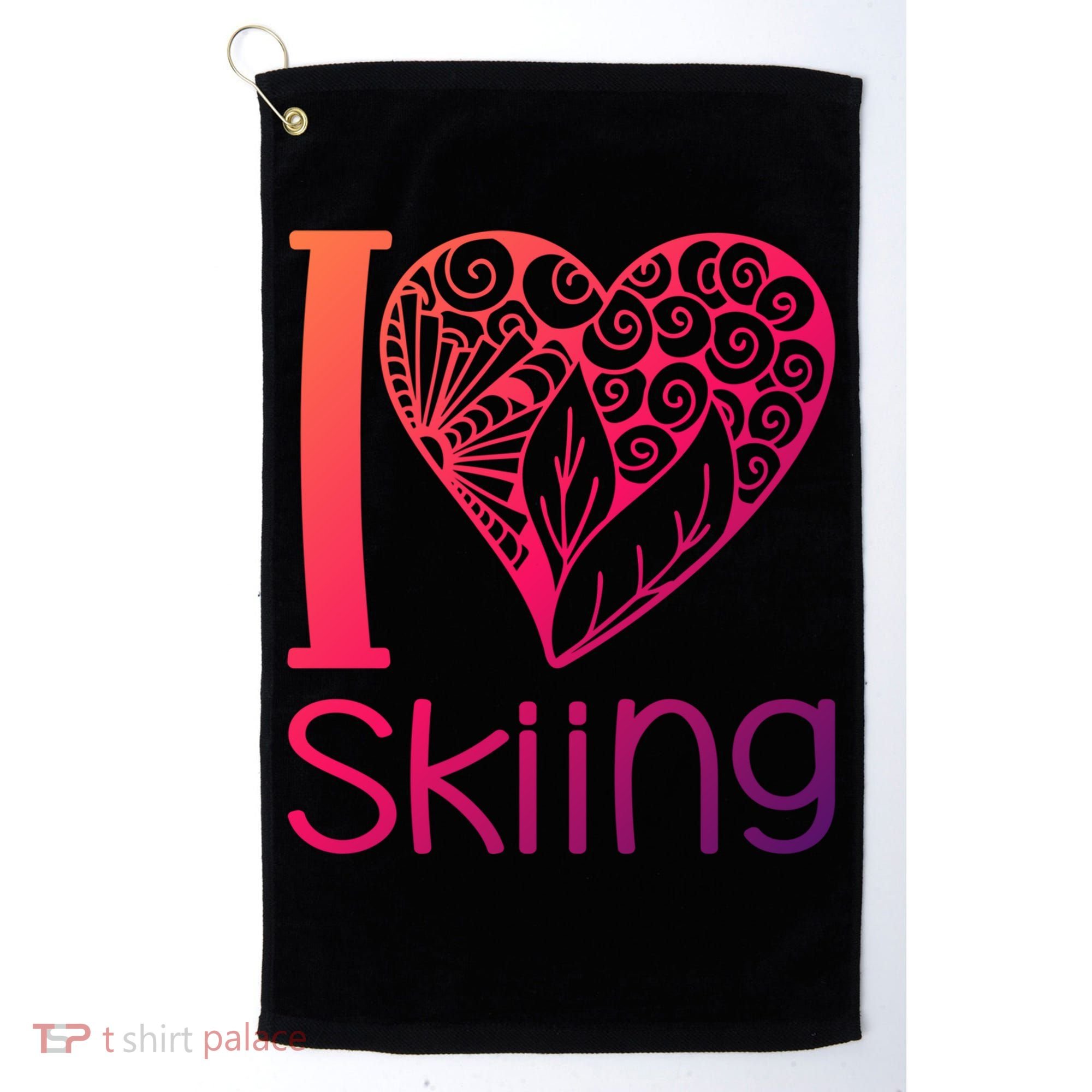 I Love Skiing For Ski Lovers Gift Golf Towel