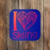 I Love Skiing For Ski Lovers Gift Coaster thumb 0