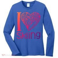 I Love Skiing For Ski Lovers Gift Women's Long Sleeve Shirt thumb 0