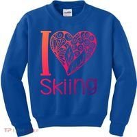 I Love Skiing For Ski Lovers Gift Kids Sweatshirt thumb 0