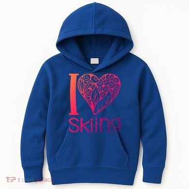I Love Skiing For Ski Lovers Gift Kids Hoodie