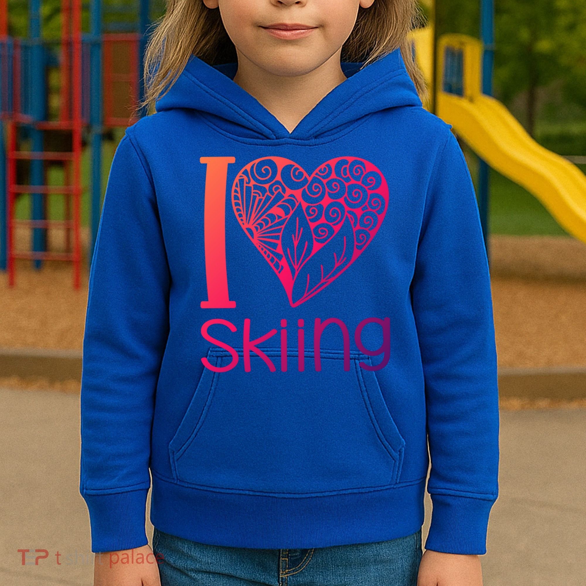 I Love Skiing For Ski Lovers Gift Kids Hoodie