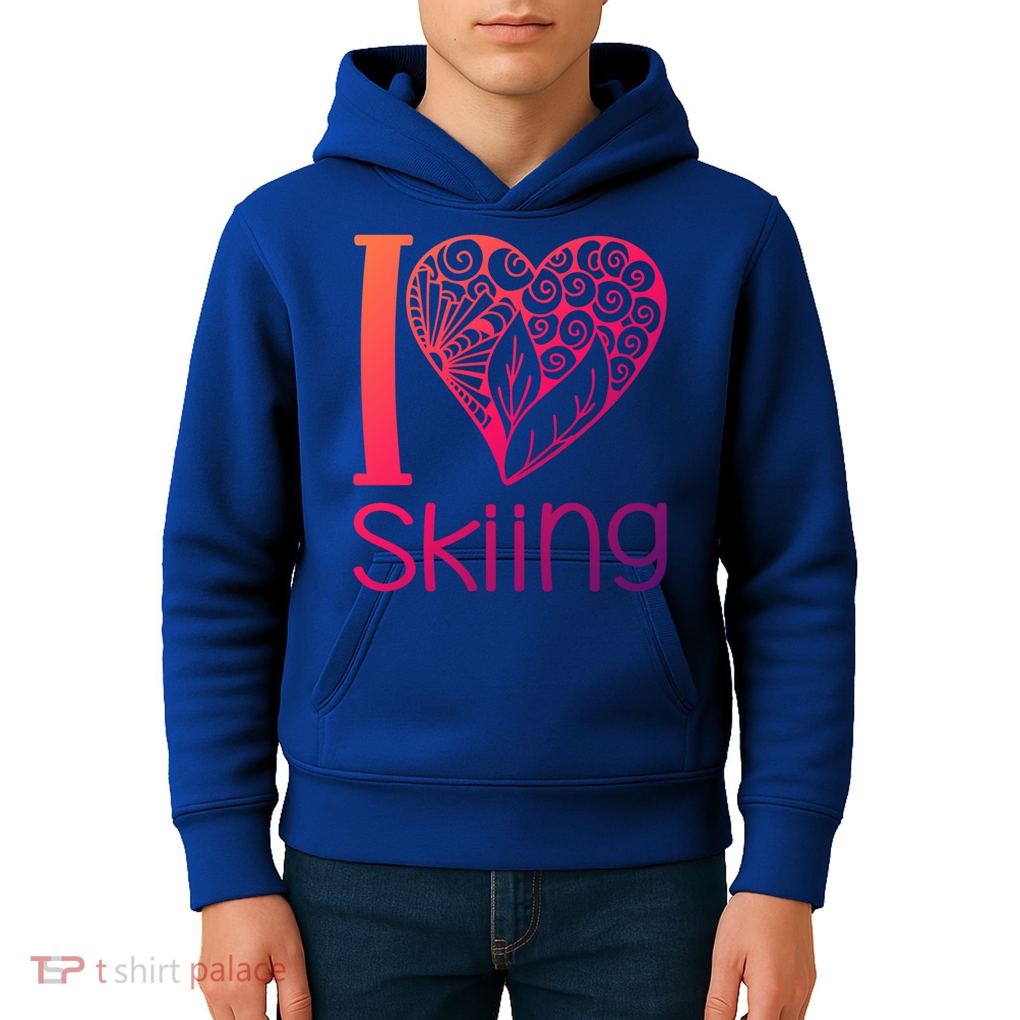 I Love Skiing For Ski Lovers Gift Kids Hoodie