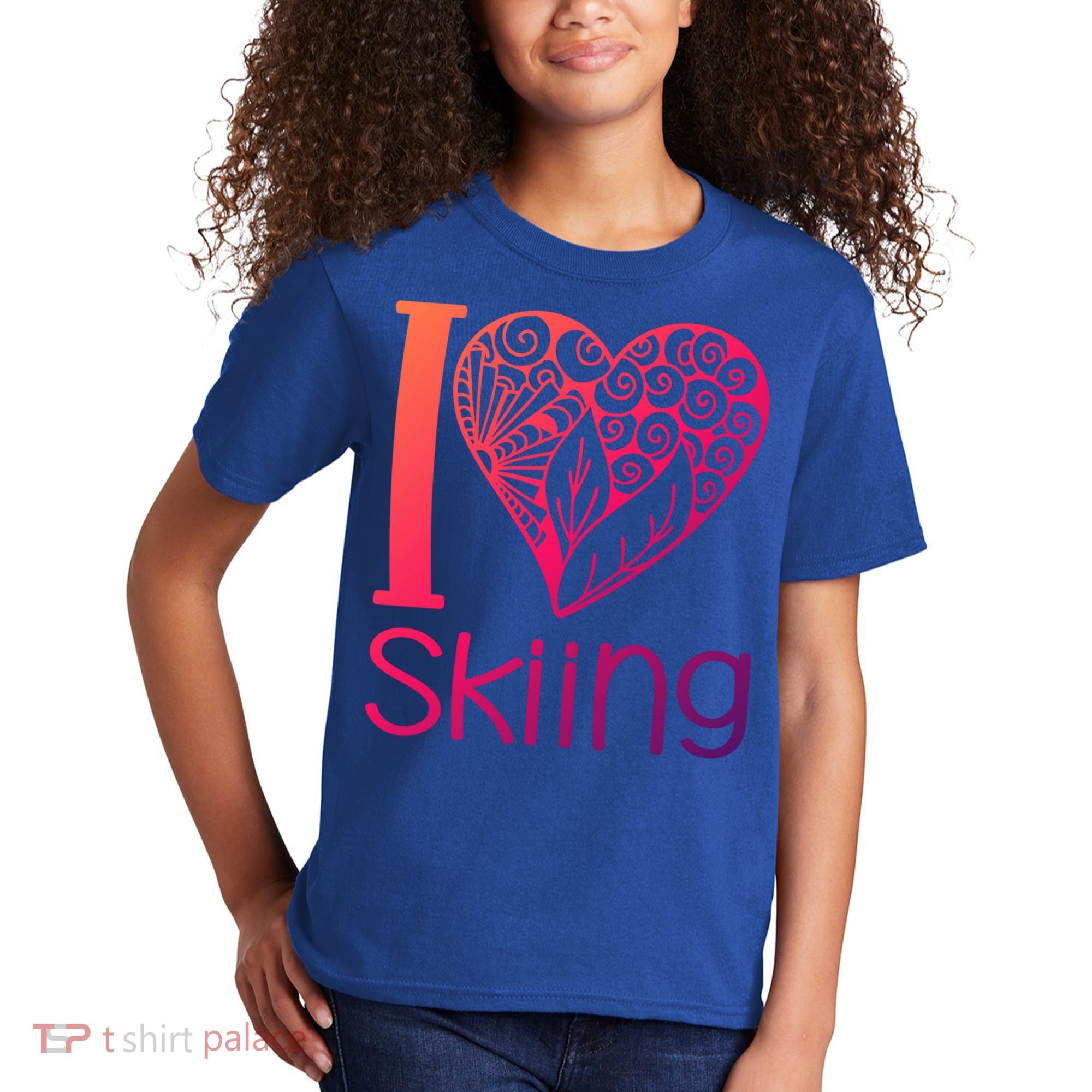 I Love Skiing For Ski Lovers Gift Kids T-Shirt