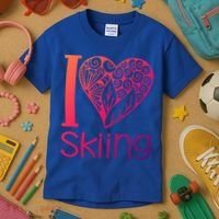 I Love Skiing For Ski Lovers Gift Kids T-Shirt thumb 3