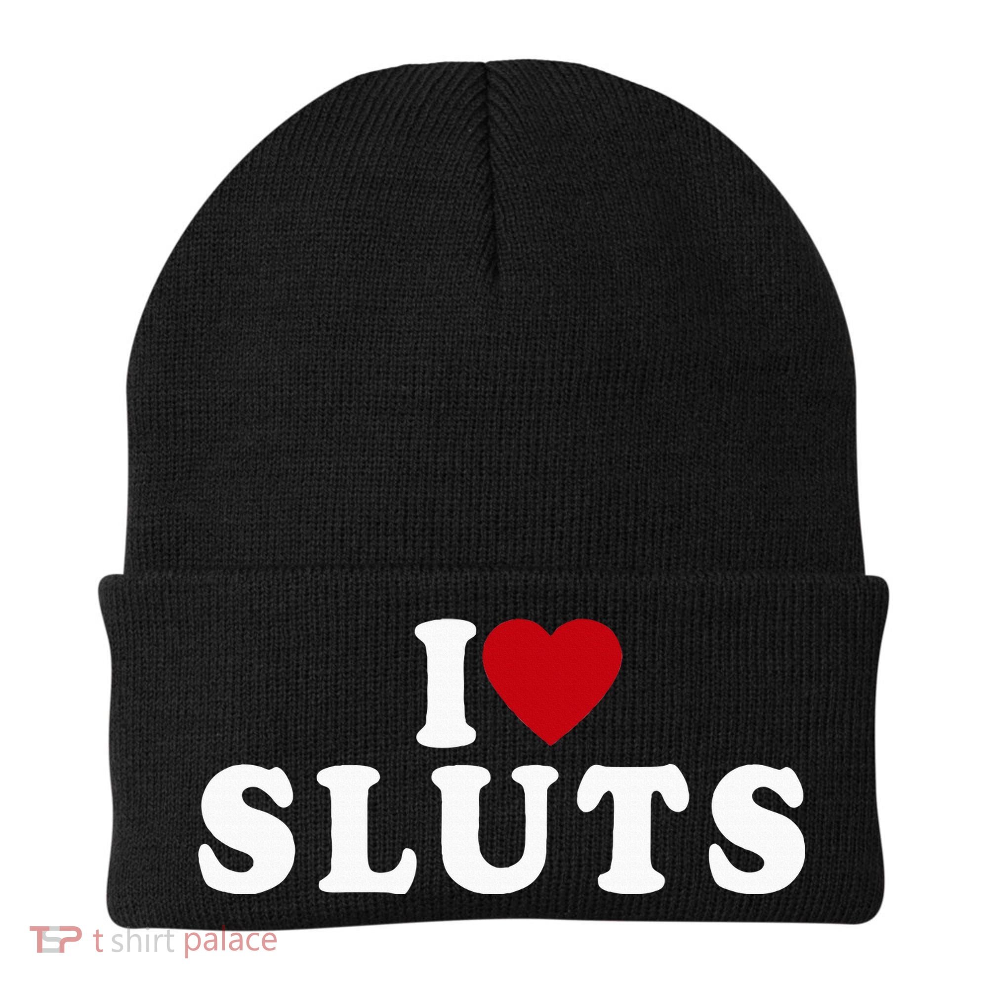 I Love Sluts Heart Beanie