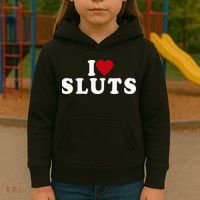 I Love Sluts Heart Kids Hoodie thumb 3