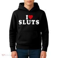 I Love Sluts Heart Kids Hoodie thumb 4