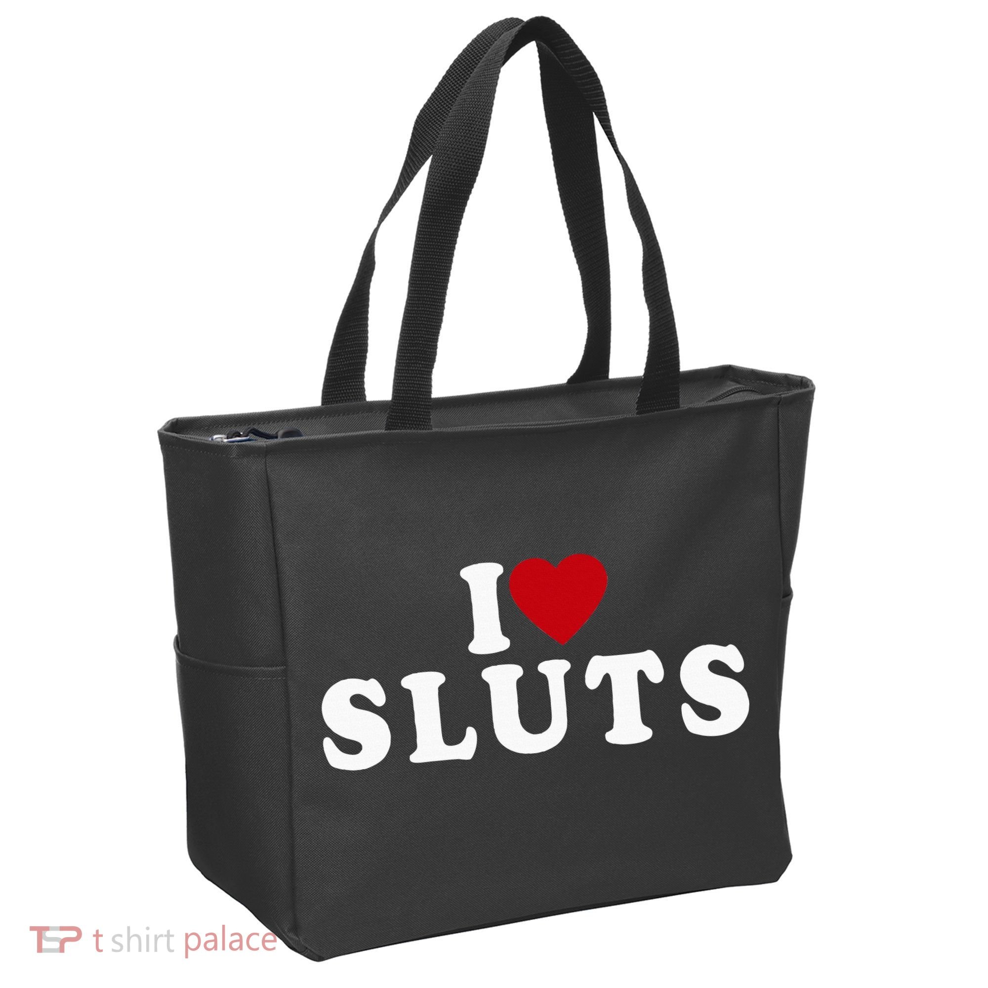 I Love Sluts Heart Tote Bag