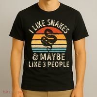 I Like Snakes And Maybe 3 People Snake Reptile Lover Retro T-Shirt thumb 3
