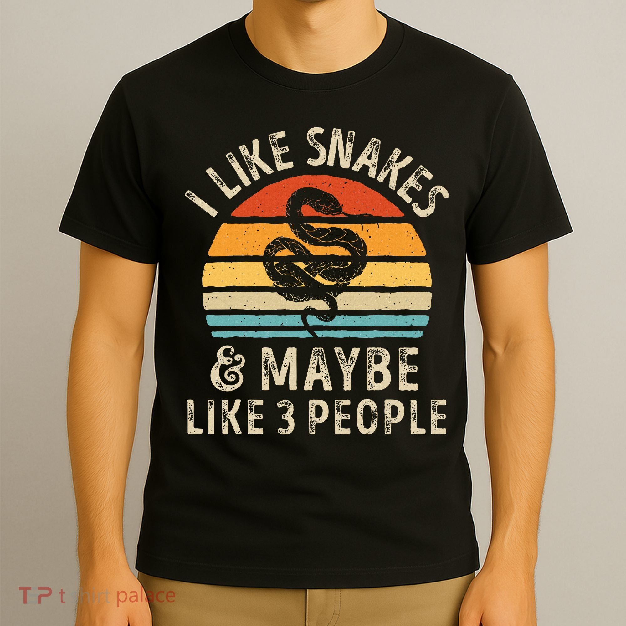 I Like Snakes And Maybe 3 People Snake Reptile Lover Retro T-Shirt