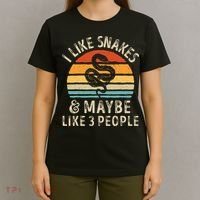 I Like Snakes And Maybe 3 People Snake Reptile Lover Retro T-Shirt thumb 4