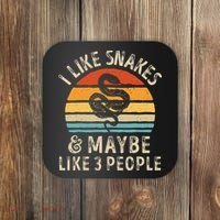 I Like Snakes And Maybe 3 People Snake Reptile Lover Retro Coaster thumb 0