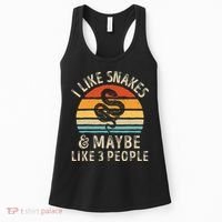 I Like Snakes And Maybe 3 People Snake Reptile Lover Retro Women's Tank Top thumb 0