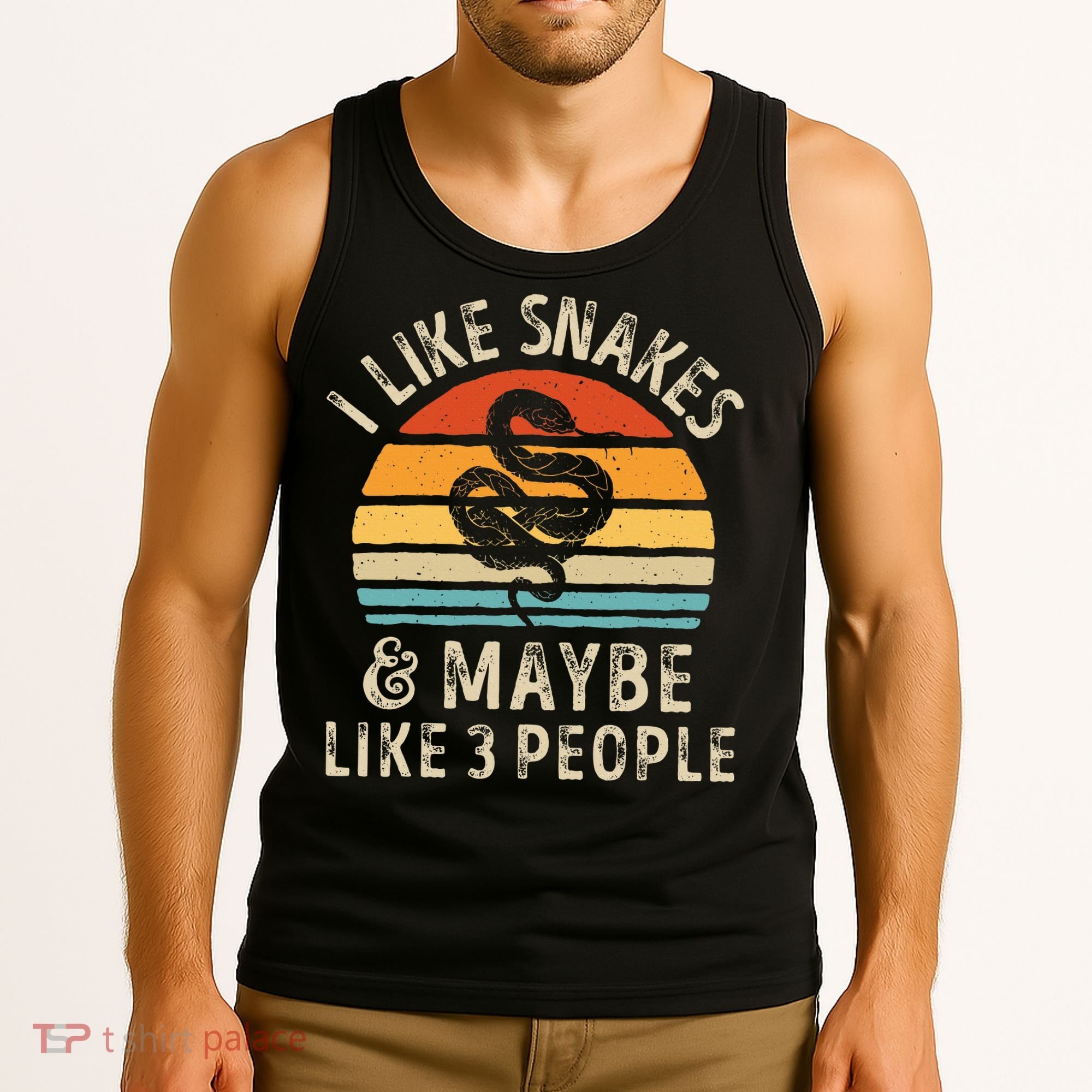 I Like Snakes And Maybe 3 People Snake Reptile Lover Retro Tank Top