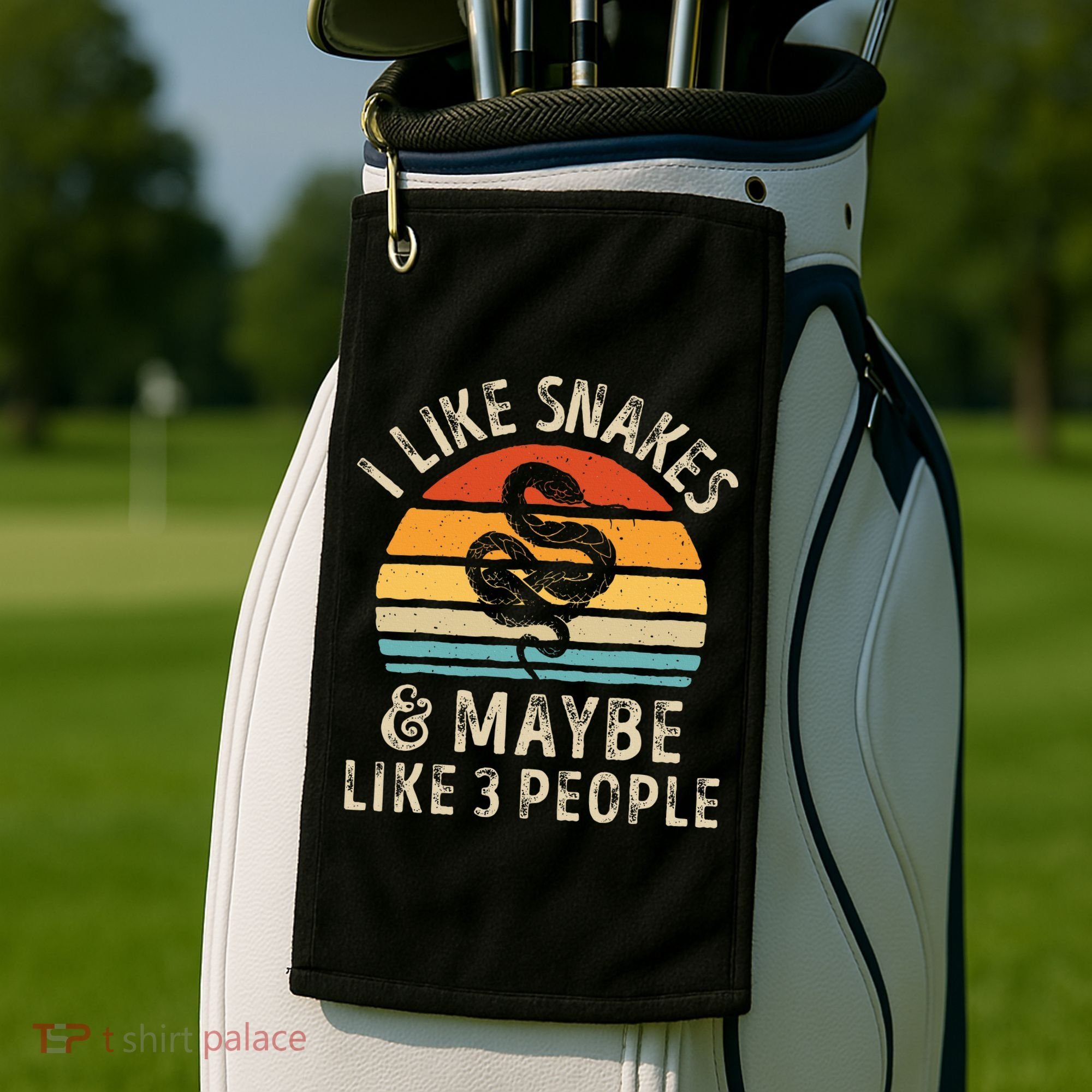 I Like Snakes And Maybe 3 People Snake Reptile Lover Retro Golf Towel