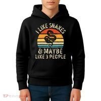 I Like Snakes And Maybe 3 People Snake Reptile Lover Retro Kids Hoodie thumb 4