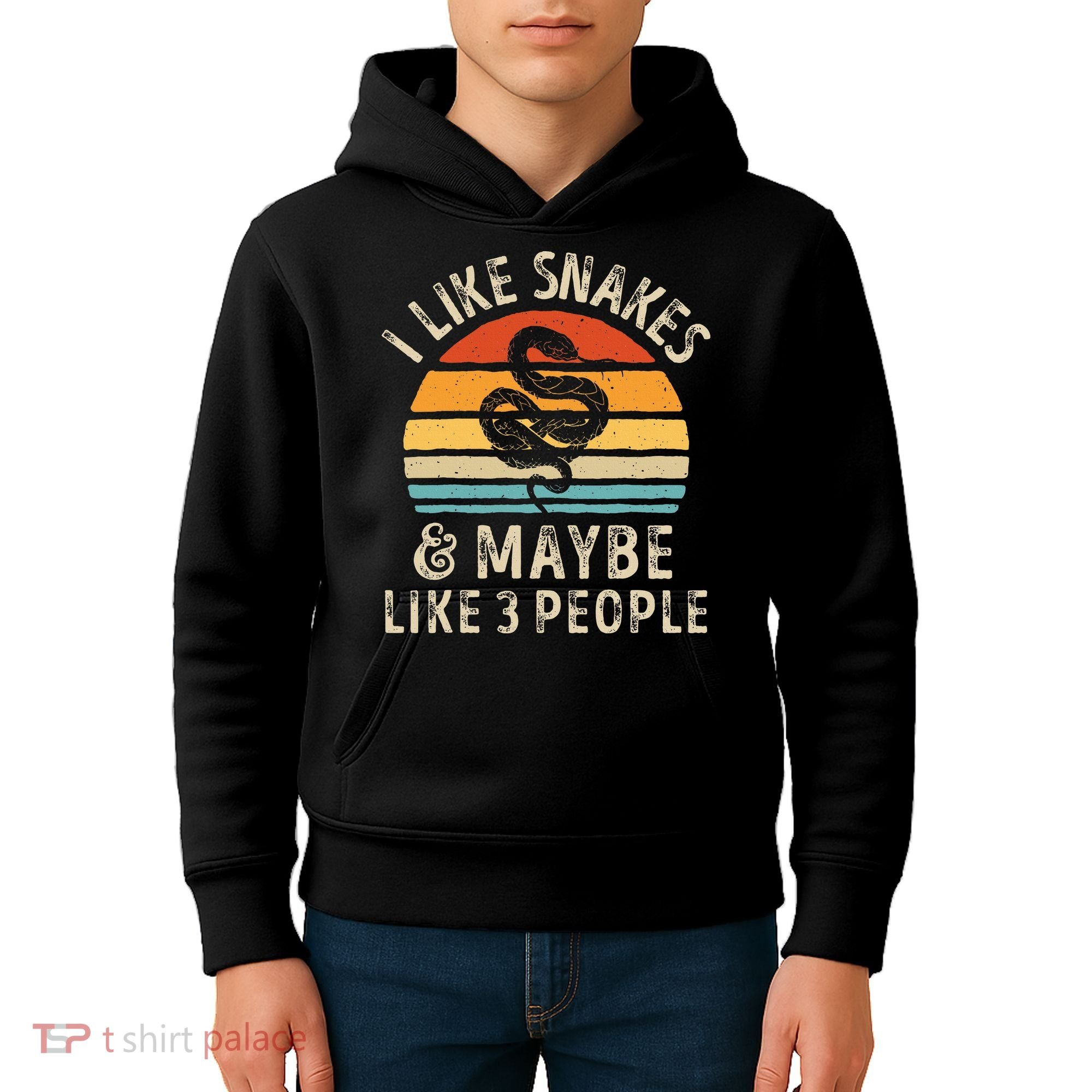 I Like Snakes And Maybe 3 People Snake Reptile Lover Retro Kids Hoodie