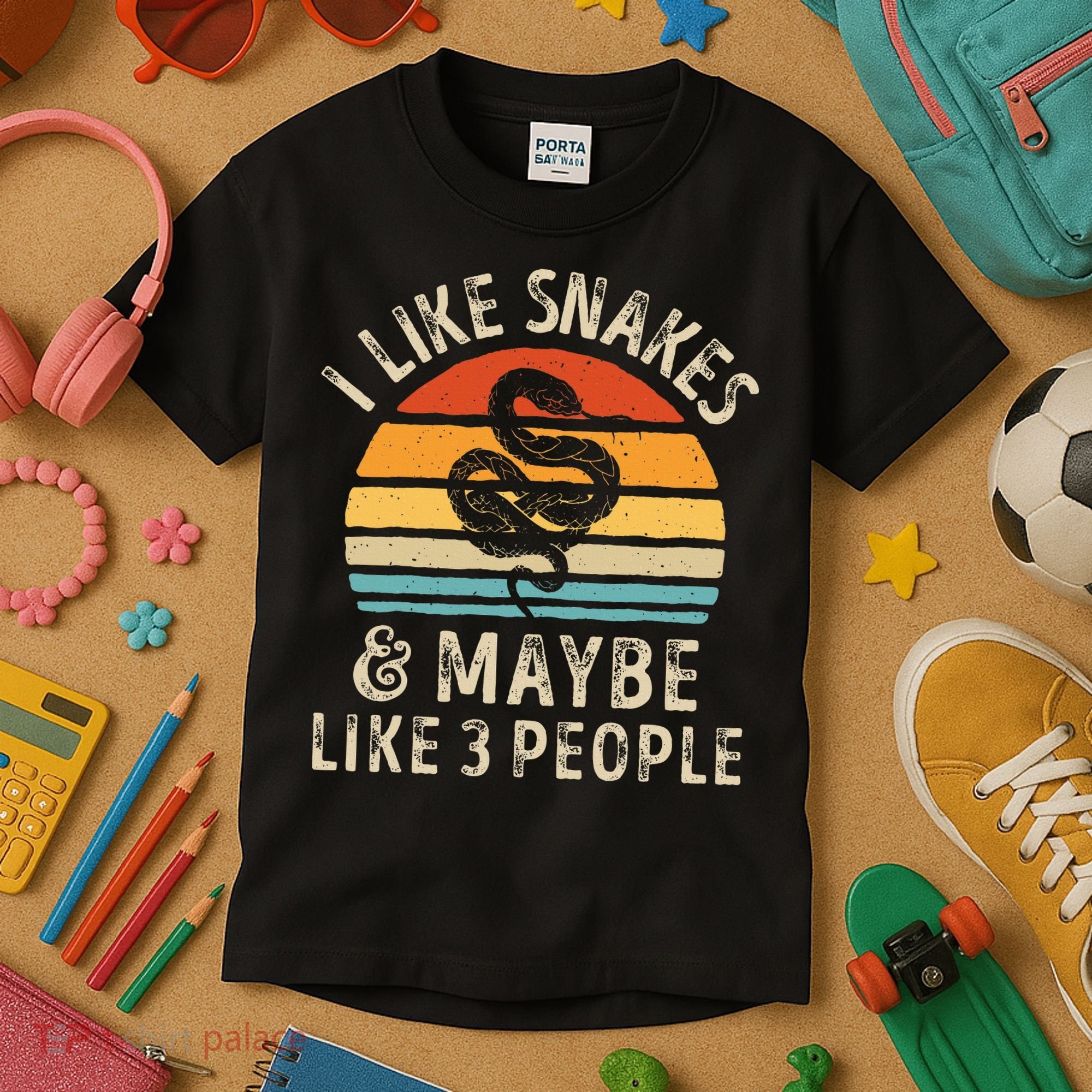 I Like Snakes And Maybe 3 People Snake Reptile Lover Retro Kids T-Shirt