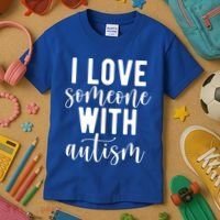 I Love Someone With Autism Kids T-Shirt thumb 3