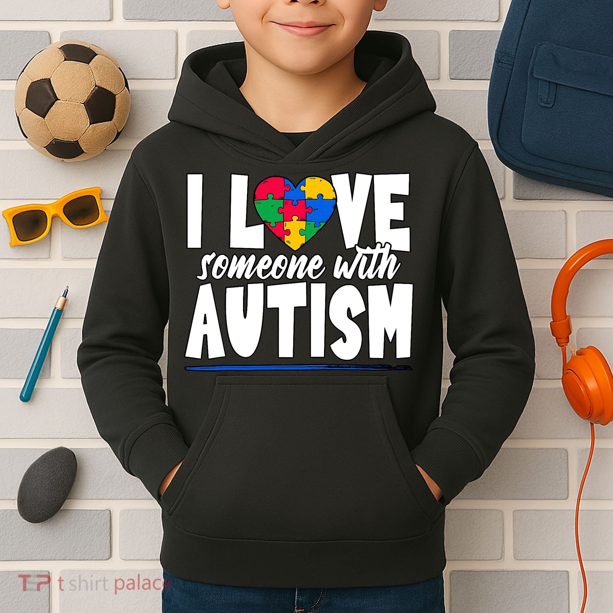 I Love Someone With Autism Awareness Month Kids Hoodie