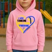 I Love Someone With Down Syndrome Awareness Kids Hoodie thumb 2