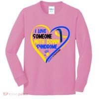 I Love Someone With Down Syndrome Awareness Kids Long Sleeve Shirt thumb 0