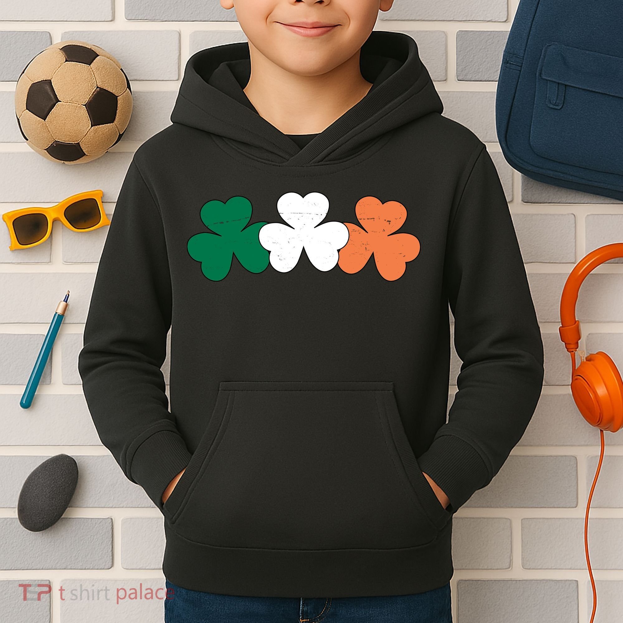 Irish Lucky Shamrock St Patrick Kids Hoodie