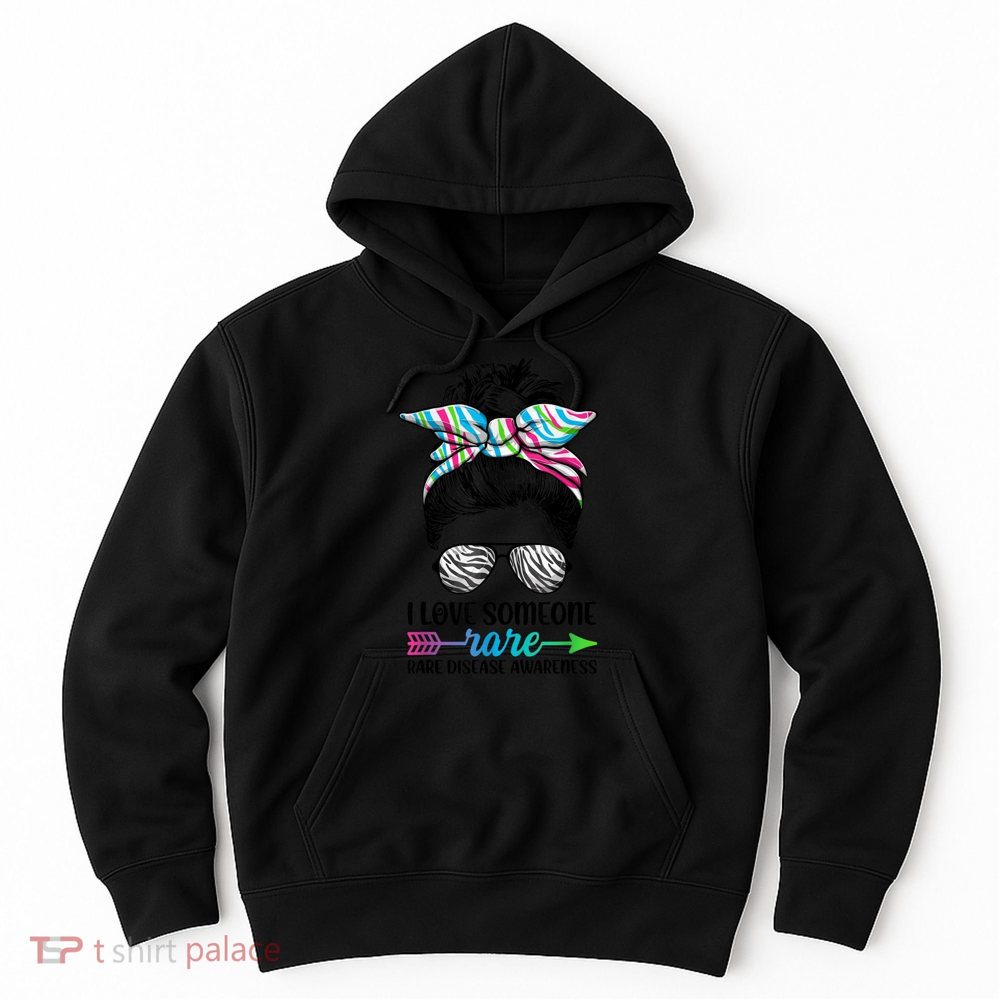 I Love Someone Rare Zebra Messy Bun Rare Disease Awareness Hoodie