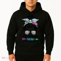 I Love Someone Rare Zebra Messy Bun Rare Disease Awareness Hoodie thumb 2