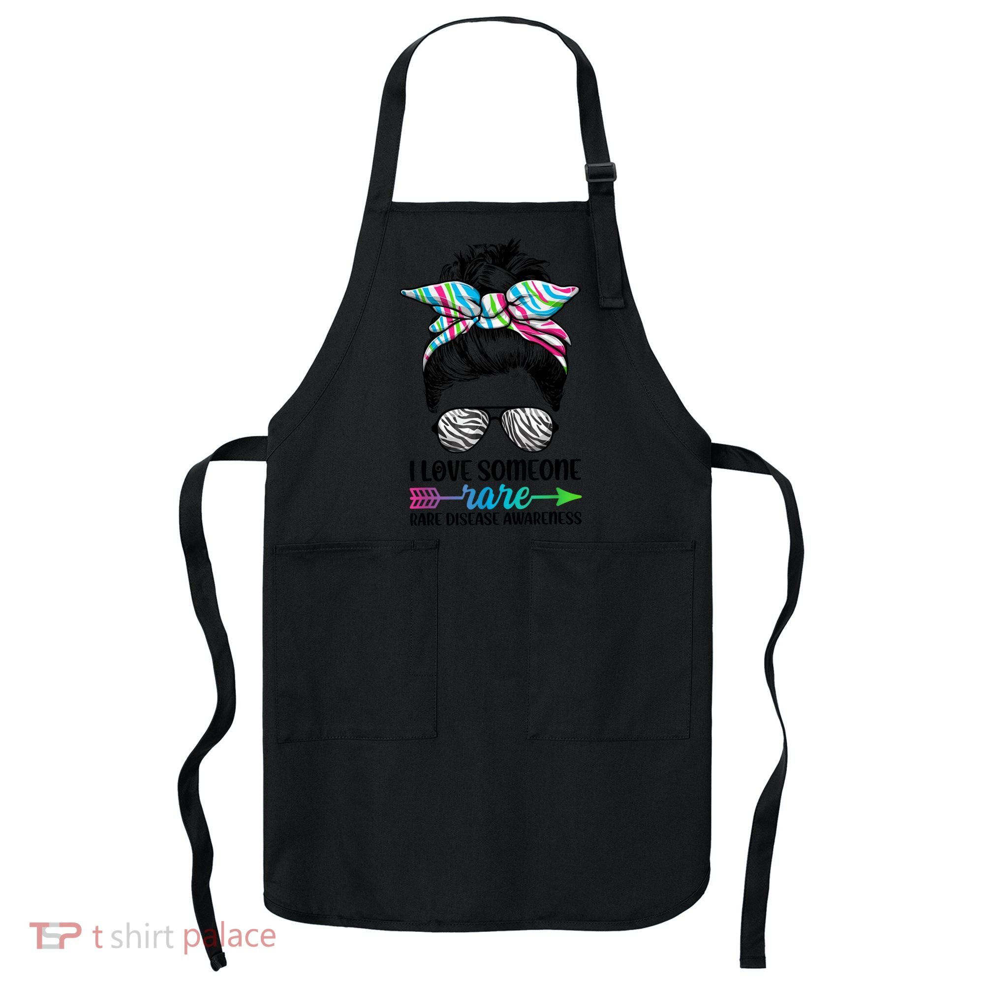 I Love Someone Rare Zebra Messy Bun Rare Disease Awareness Apron