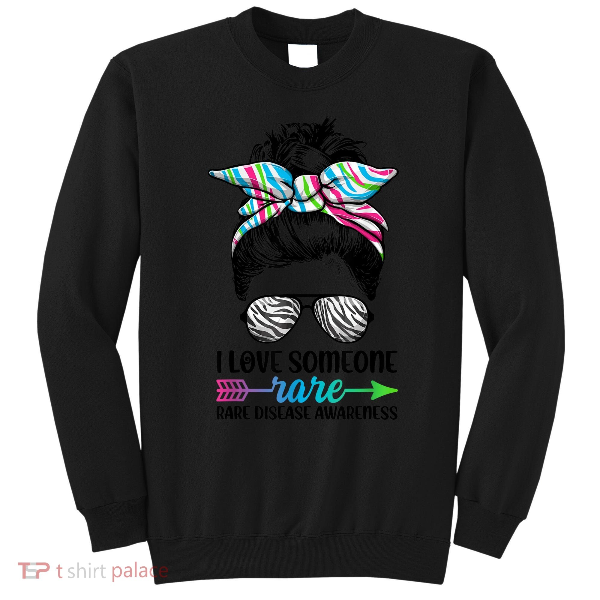 I Love Someone Rare Zebra Messy Bun Rare Disease Awareness Sweatshirt