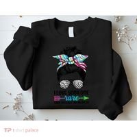 I Love Someone Rare Zebra Messy Bun Rare Disease Awareness Sweatshirt thumb 2