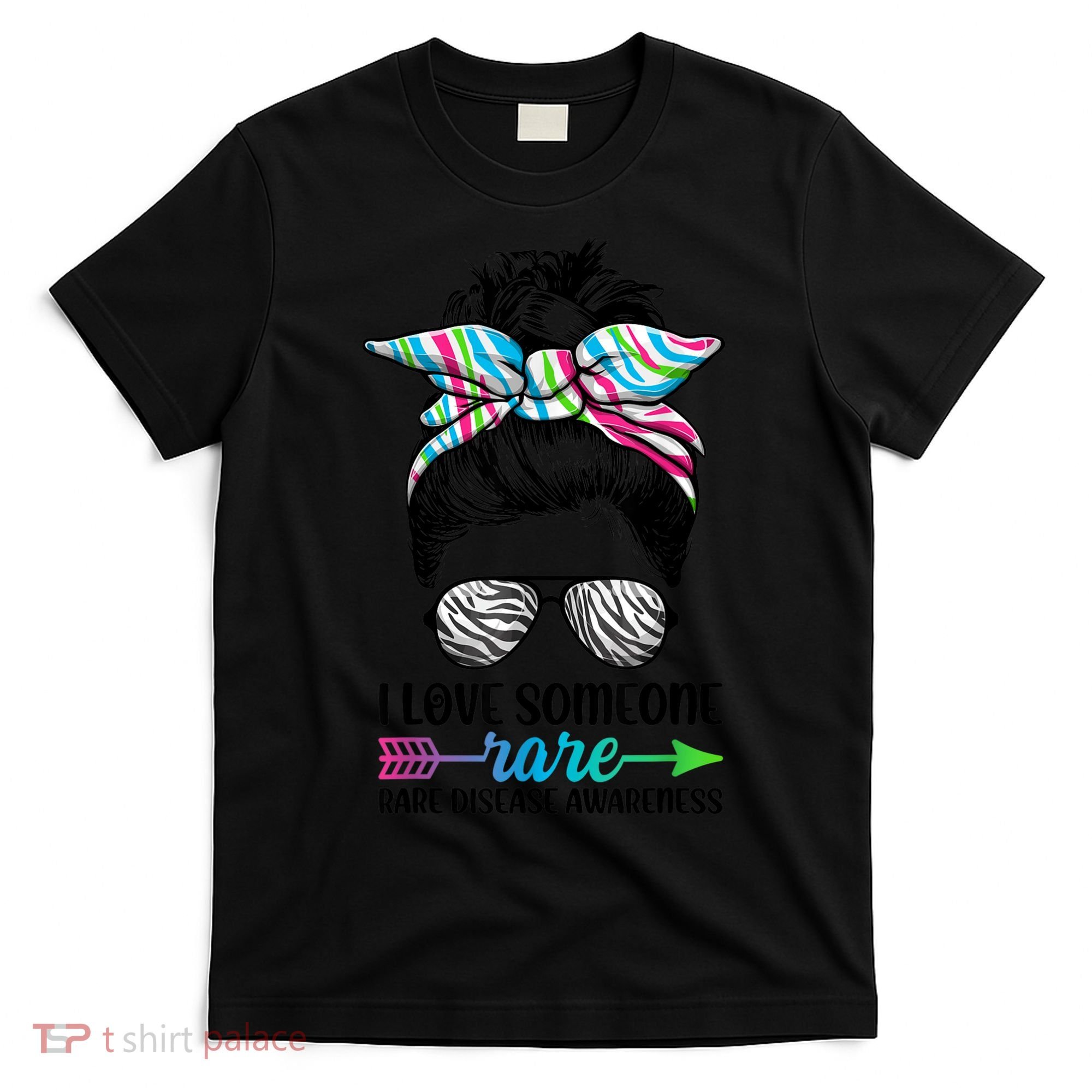 I Love Someone Rare Zebra Messy Bun Rare Disease Awareness T-Shirt