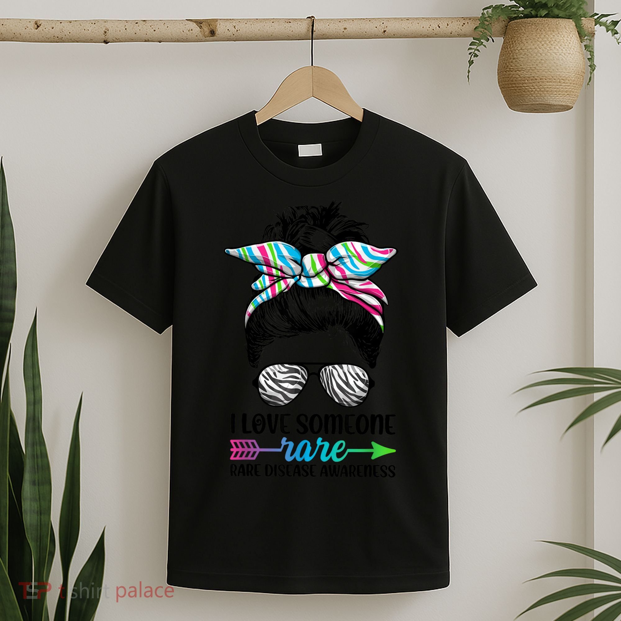 I Love Someone Rare Zebra Messy Bun Rare Disease Awareness T-Shirt