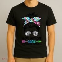 I Love Someone Rare Zebra Messy Bun Rare Disease Awareness T-Shirt thumb 3