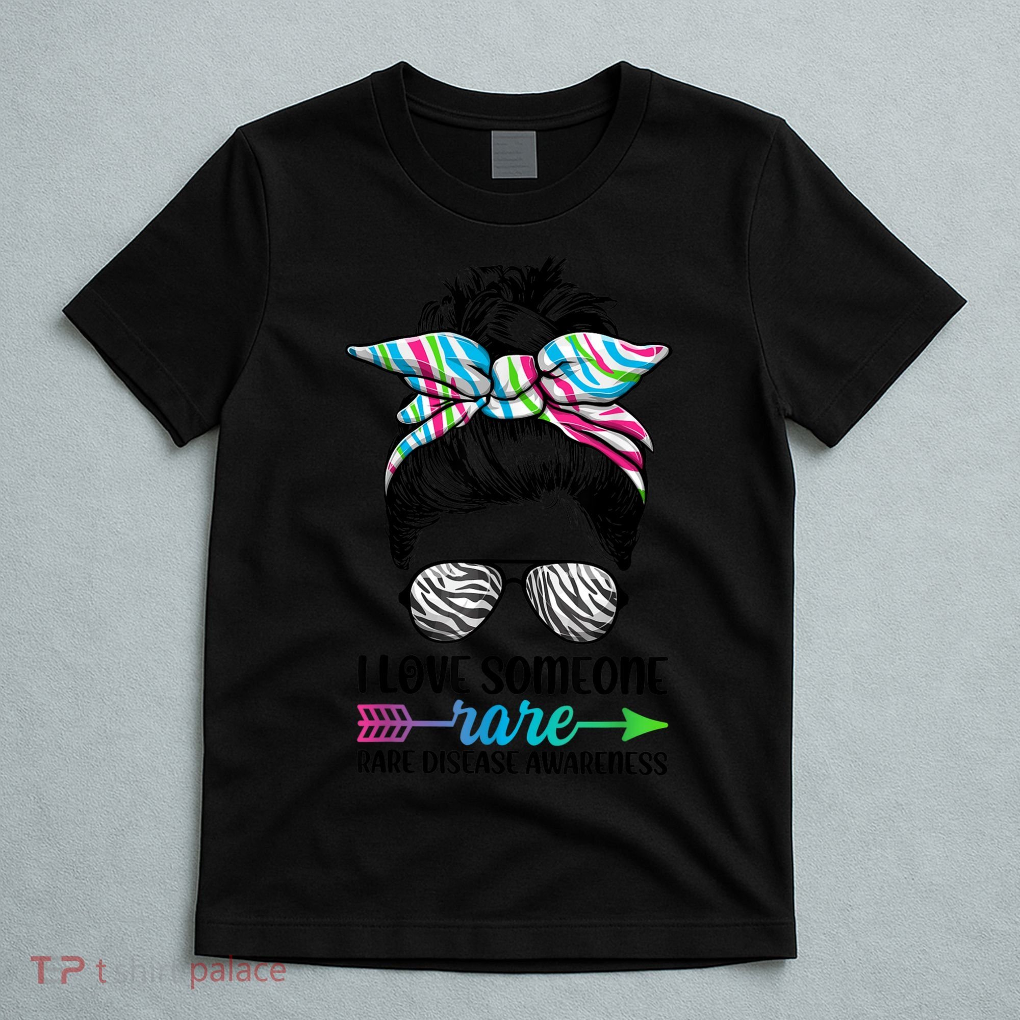 I Love Someone Rare Zebra Messy Bun Rare Disease Awareness T-Shirt