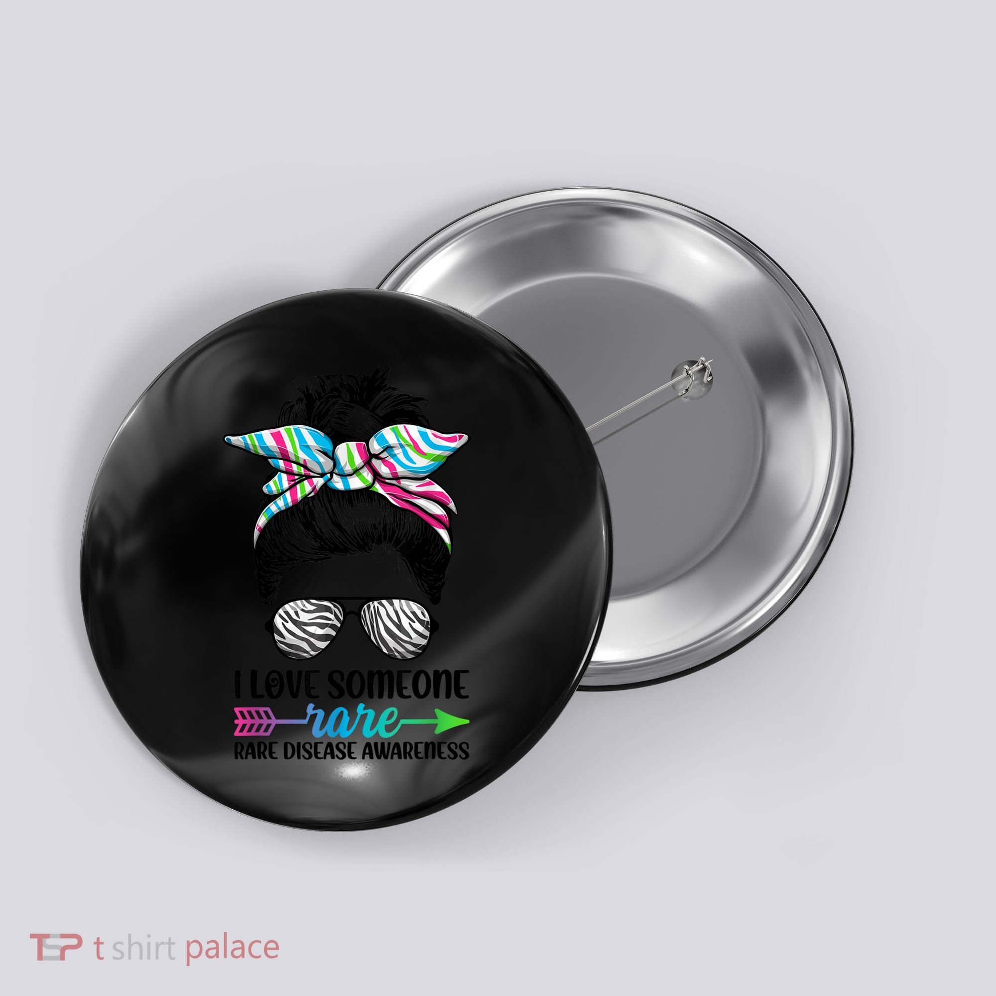 I Love Someone Rare Zebra Messy Bun Rare Disease Awareness Button