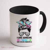 I Love Someone Rare Zebra Messy Bun Rare Disease Awareness Coffee Mug thumb 1