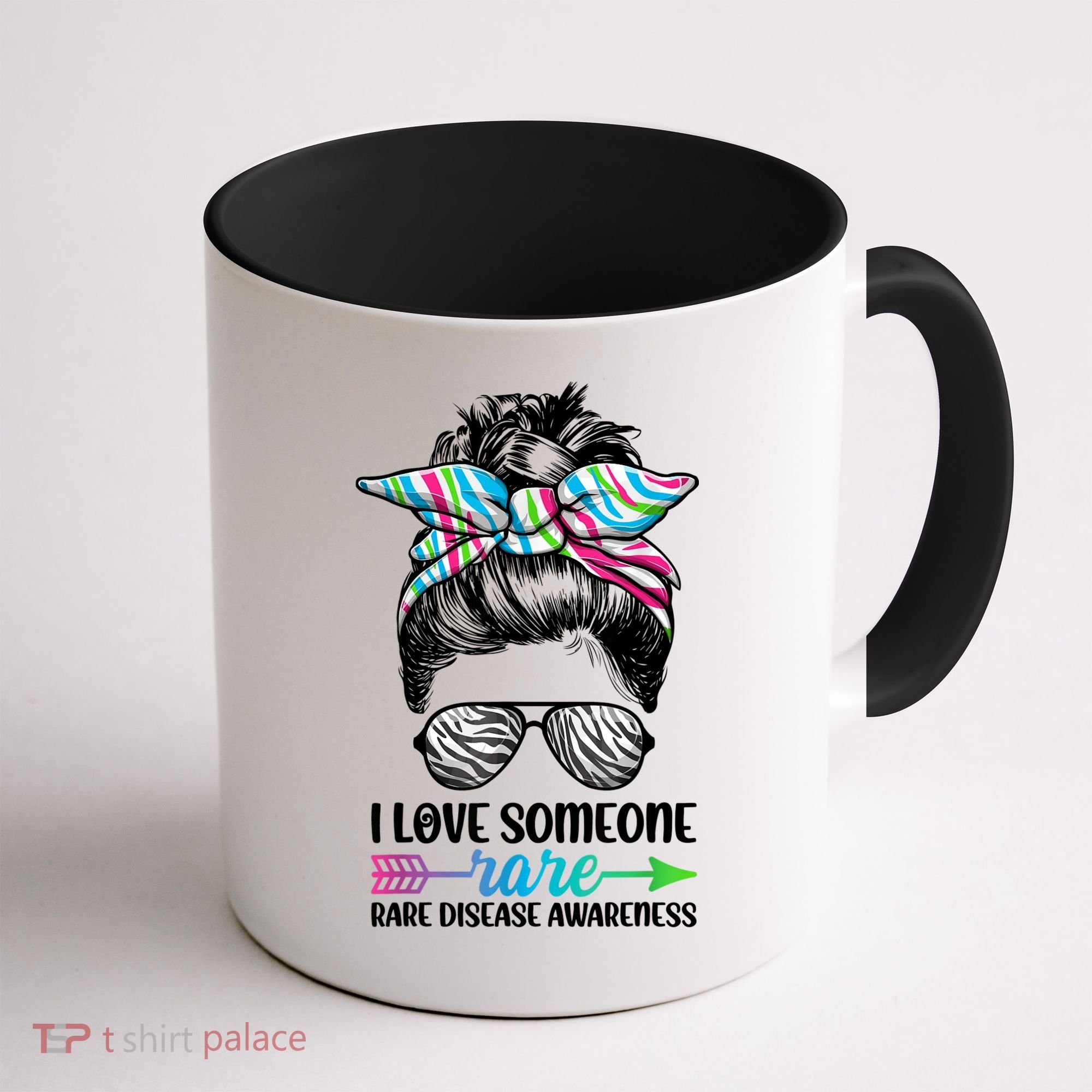 I Love Someone Rare Zebra Messy Bun Rare Disease Awareness Coffee Mug