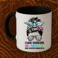 I Love Someone Rare Zebra Messy Bun Rare Disease Awareness Coffee Mug thumb 2