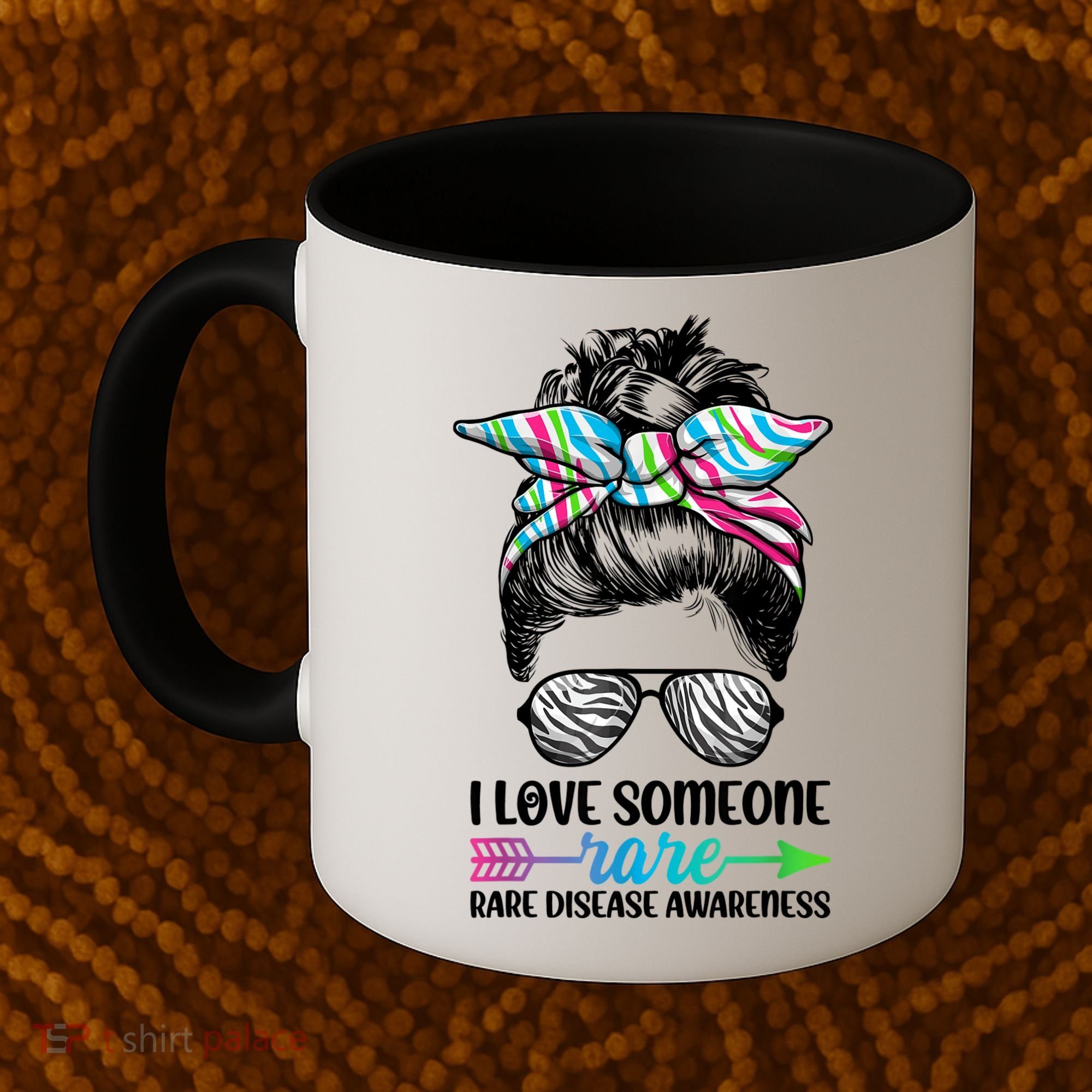 I Love Someone Rare Zebra Messy Bun Rare Disease Awareness Coffee Mug