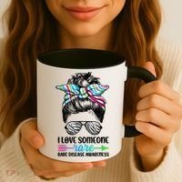 I Love Someone Rare Zebra Messy Bun Rare Disease Awareness Coffee Mug thumb 3