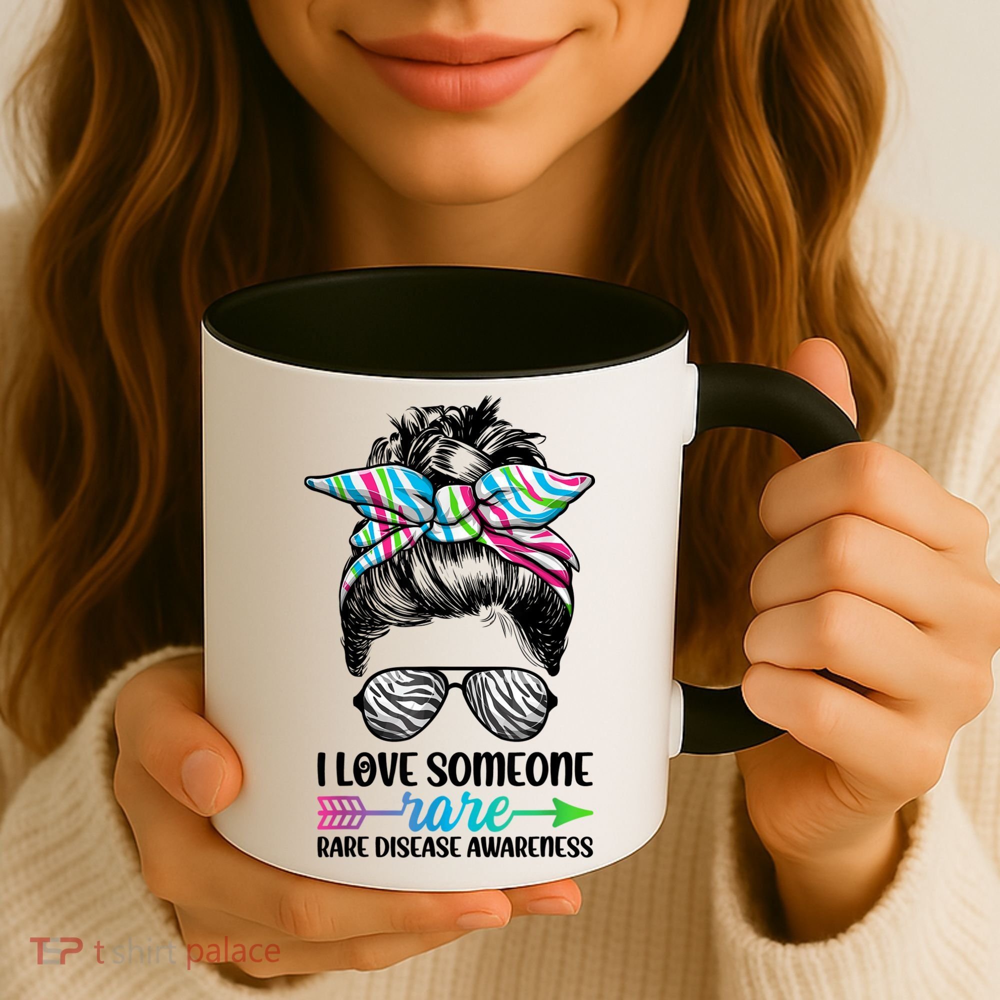 I Love Someone Rare Zebra Messy Bun Rare Disease Awareness Coffee Mug